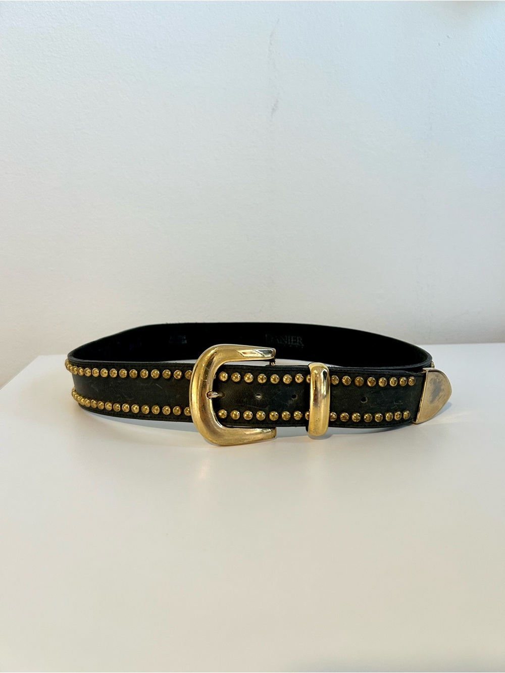 Danier Black Leather Belt with Subtle Embossed Logo